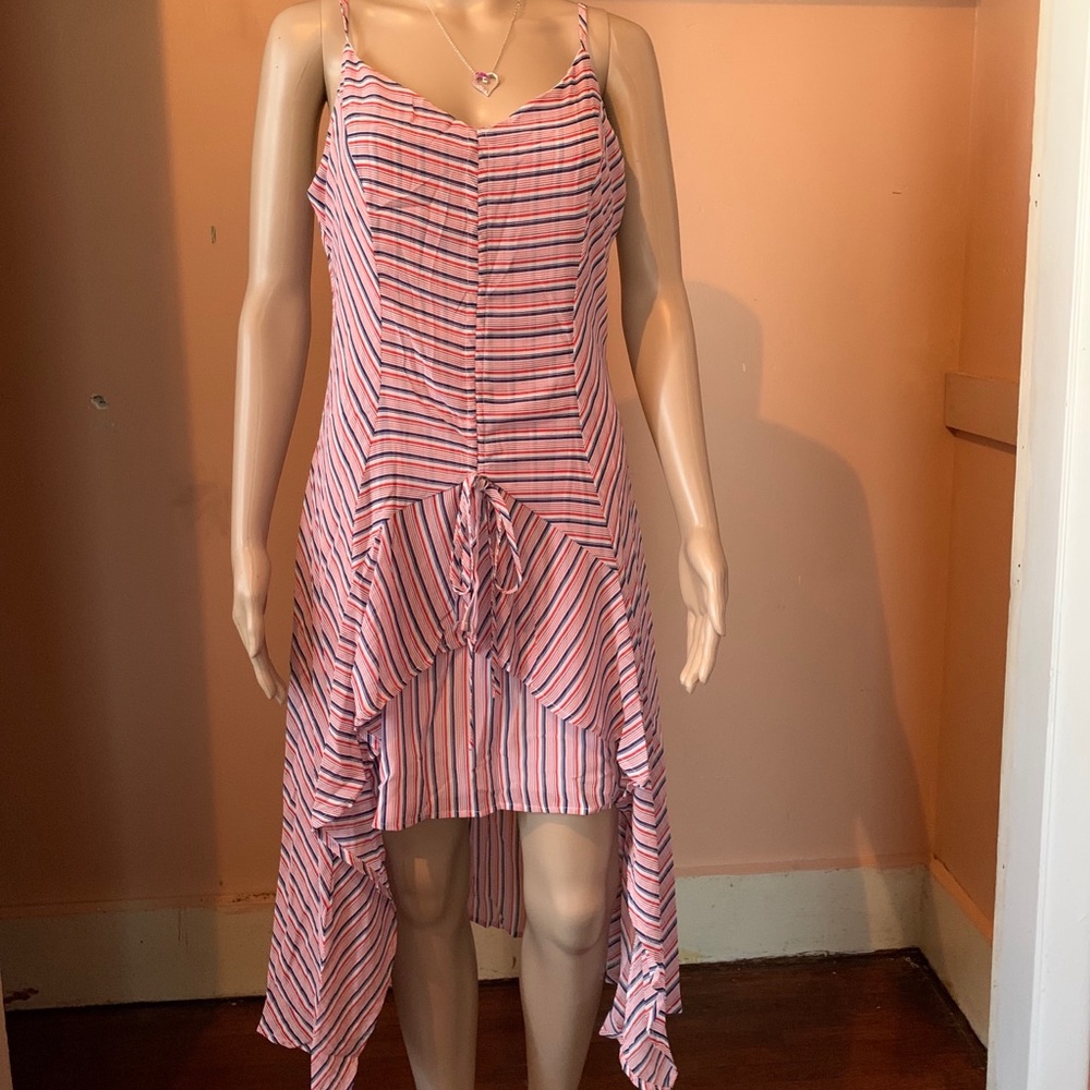 red navy striped dress